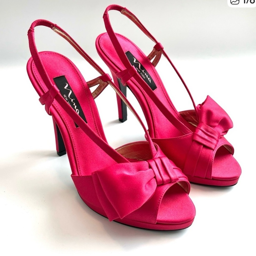 Nina hot pink, summer slingback heels, size 8.5